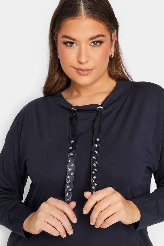 YOURS LUXURY Plus Size Navy Blue Star Embellished Sweatshirt | Yours Clothing 4