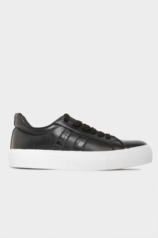LIMITED COLLECTION Black Platform Stripe Trainers In Wide E Fit 3