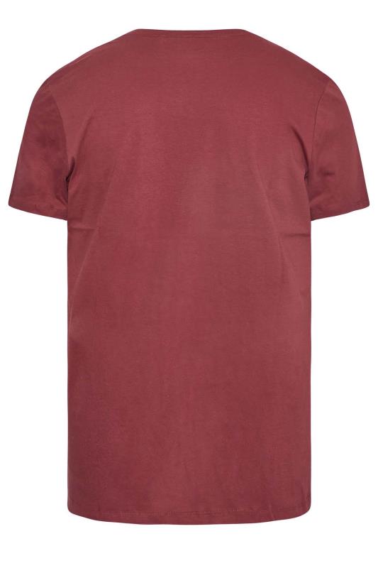 BLEND Big & Tall Burgundy Red 'Crafted' Print T-Shirt | BadRhino 3