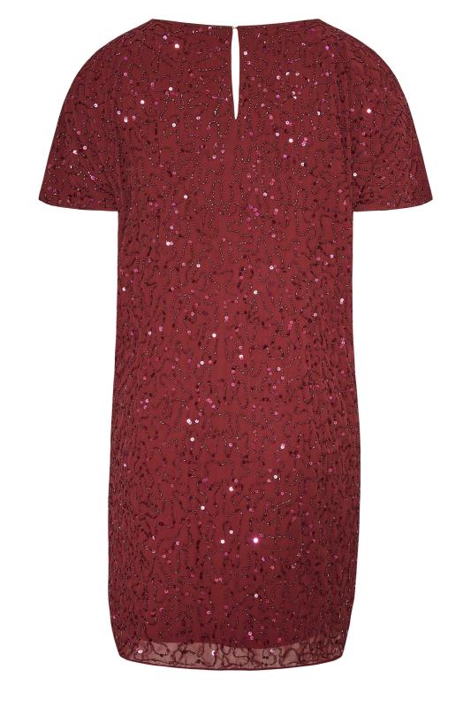 LUXE Plus Size Red Sequin Cold Shoulder Cape Dress | Yours Clothing 6