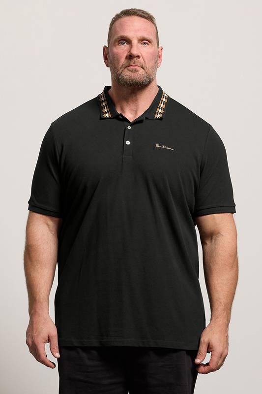 Ben Sherman Big & Tall camisa polo de piqué negro