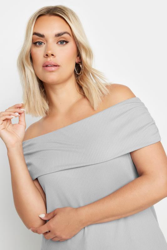 LIMITED COLLECTION Plus Size Grey Bardot Top | Yours Clothing 4