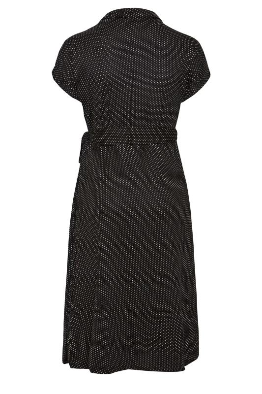 Plus Size Black Polka Dot Print Spilt Hem Midaxi Shirt Dress | Yours Clothing 7
