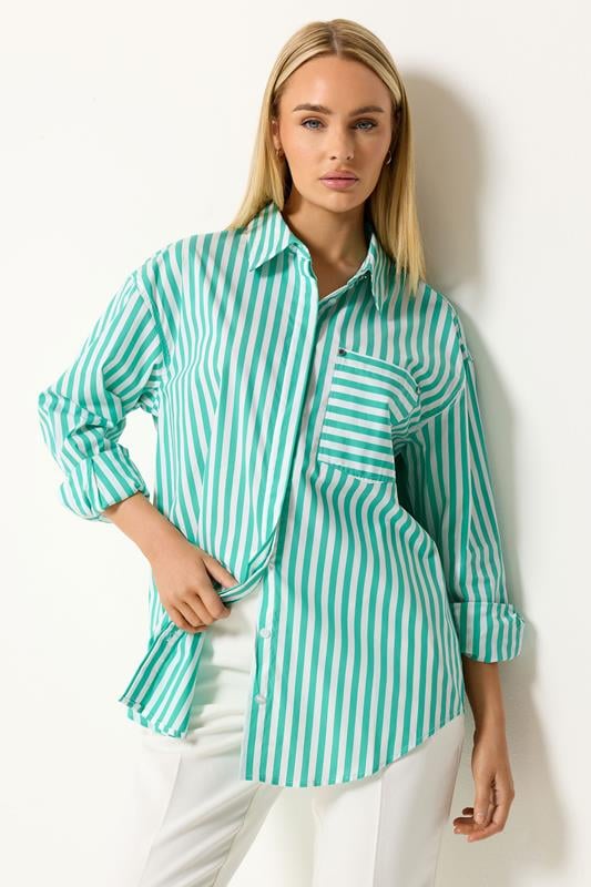  STAR Chemise verte rayée à manches longues