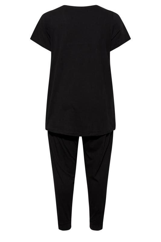 Plus Size Black 'Goodnight' Slogan Pyjama Set | Yours Clothing 7