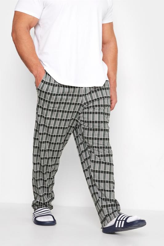 ED BAXTER Big & Tall Grey Check Lounge Trousers 1