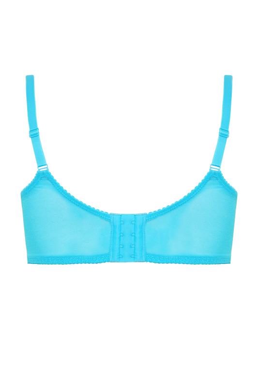 Bright Blue Stretch Lace Non-Padded Underwired Balcony Bra | Yours Clothing 6