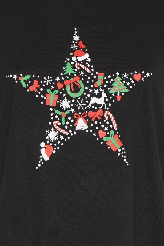 LIMITED COLLECTION Plus Size Curve Black Christmas Star Print T-Shirt | Yours Clothing  5