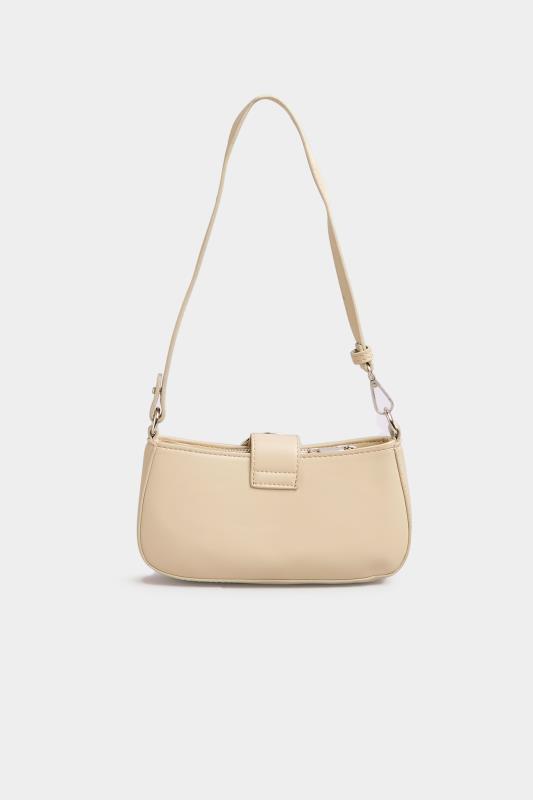 Plus Size Cream Buckle Front Shoulder Bag | Yours Clothing 4
