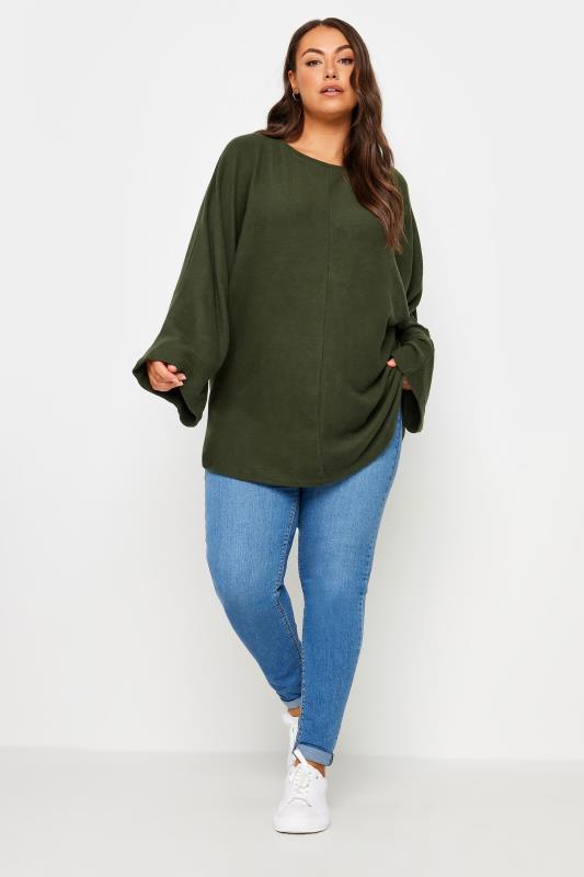 YOURS Plus Size Green Batwing Jumper | Yours Clothing 3