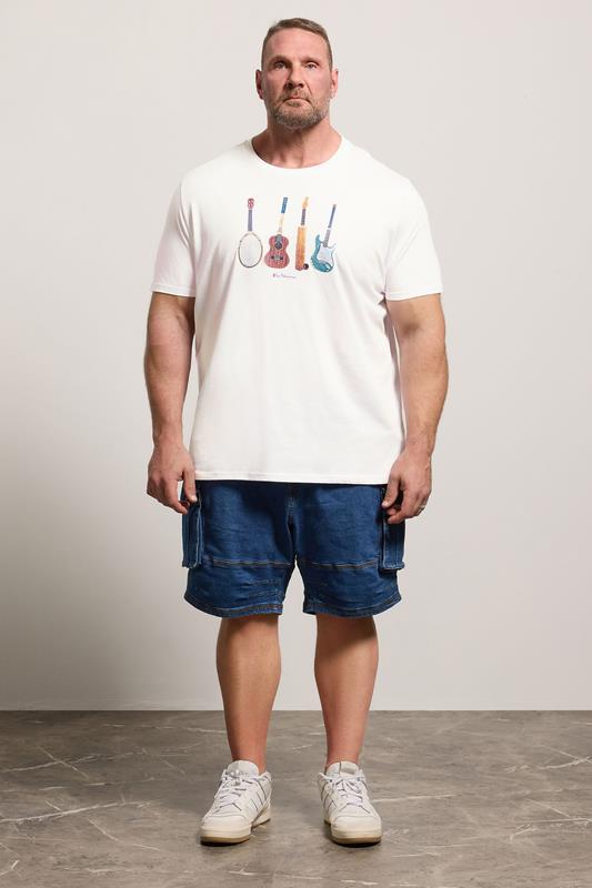 BEN SHERMAN Big & Tall White Guitar Graphic T-Shirt | BadRhino 1