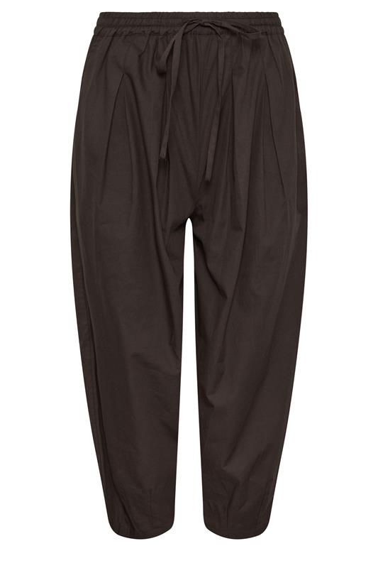 PixieGirl Petite Women's Chocolate Brown Poplin Cotton Barrel Leg Trousers | PixieGirl 5
