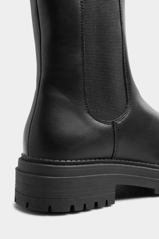 LIMITED COLLECTION Black Leather Look Chunky High Chelsea Boots In Regular Fit_C.jpg