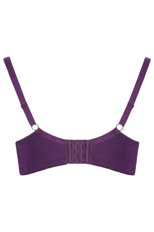 Plus Size Purple Lace Trim Padded Underwired Plunge Bra