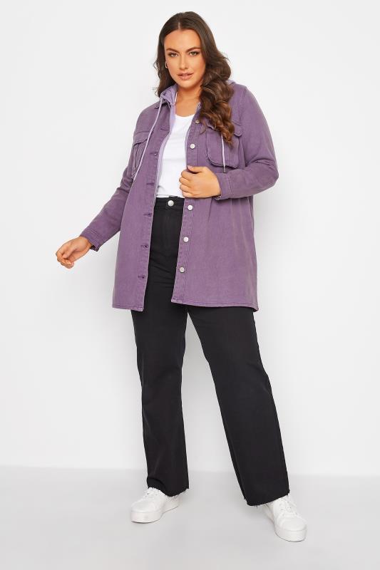 LIMITED COLLECTION Plus Size Purple Longline Denim Jacket | Yours Clothing 3