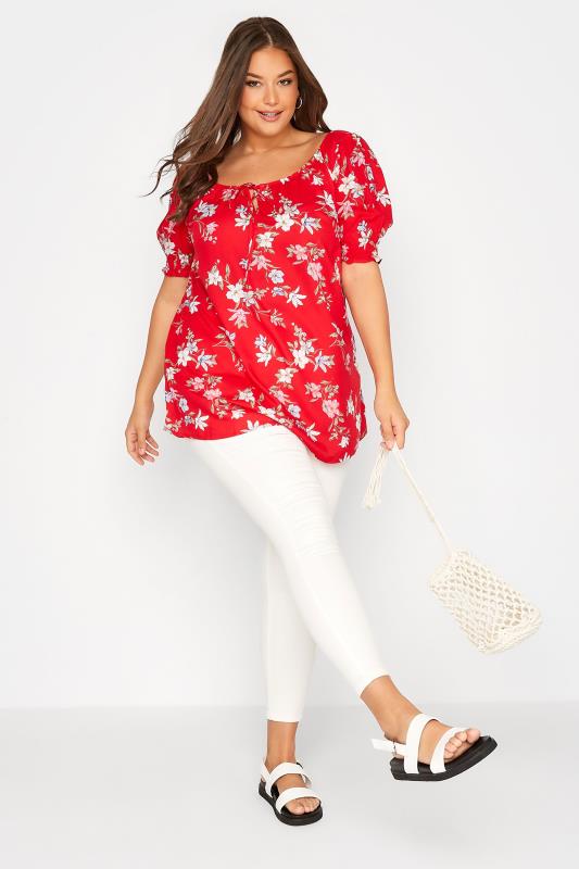 Curve Red Floral Gypsy Top 2