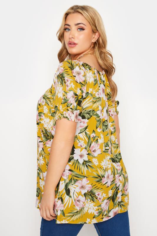 YOURS LONDON Curve Yellow Floral Longline Gypsy Top_C.jpg