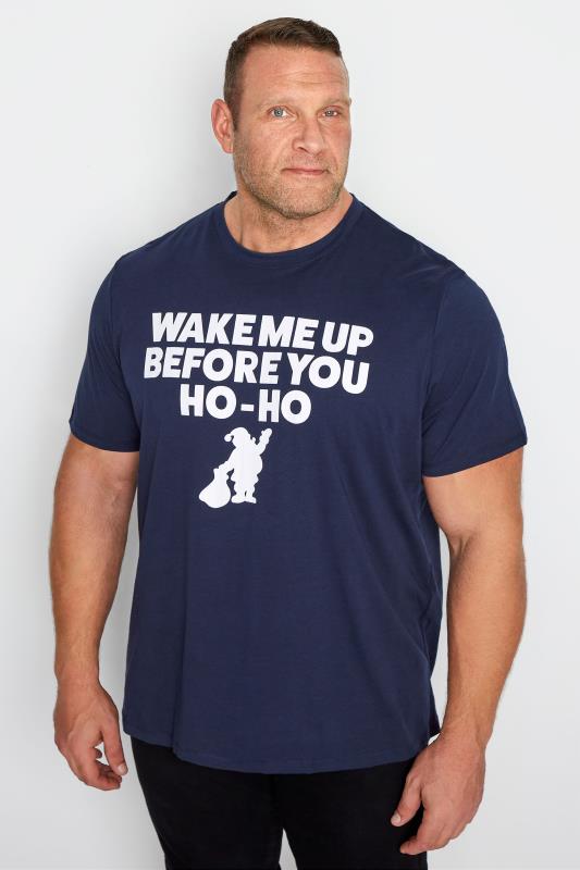 JACK & JONES Navy 'Wake Me Up Before You Ho-Ho' Slogan Christmas T-Shirt_A.jpg