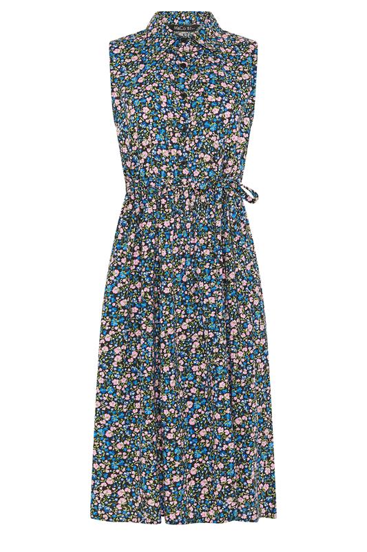 M&Co Petite Black Ditsy Floral Print Shirt Dress | M&Co 5