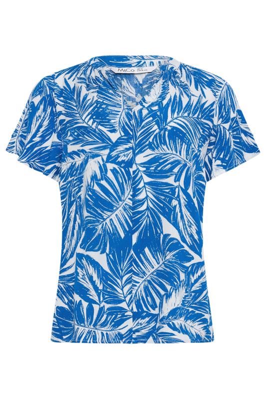 M&Co Blue & White Leaf Print Top | M&Co 5