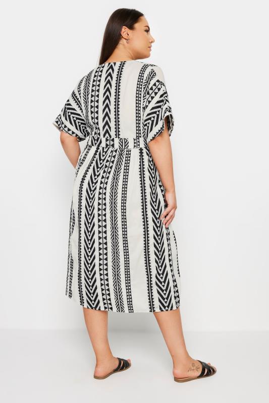 YOURS Plus Size Black & White Aztec Print Embroidered Maxi Dress | Yours Clothing  4