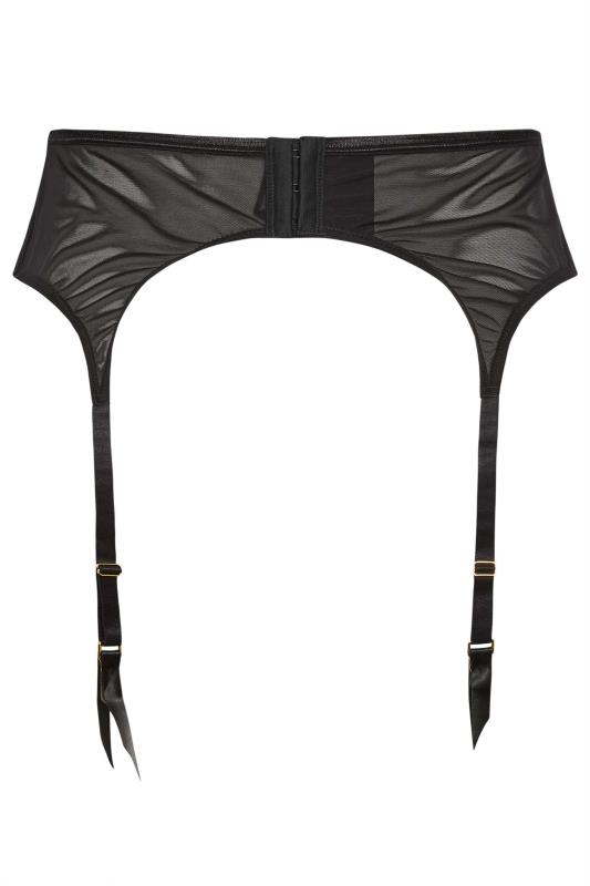 YOURS Curve Black Mesh Lace Detail Suspender Belt | Yours Clothing 6