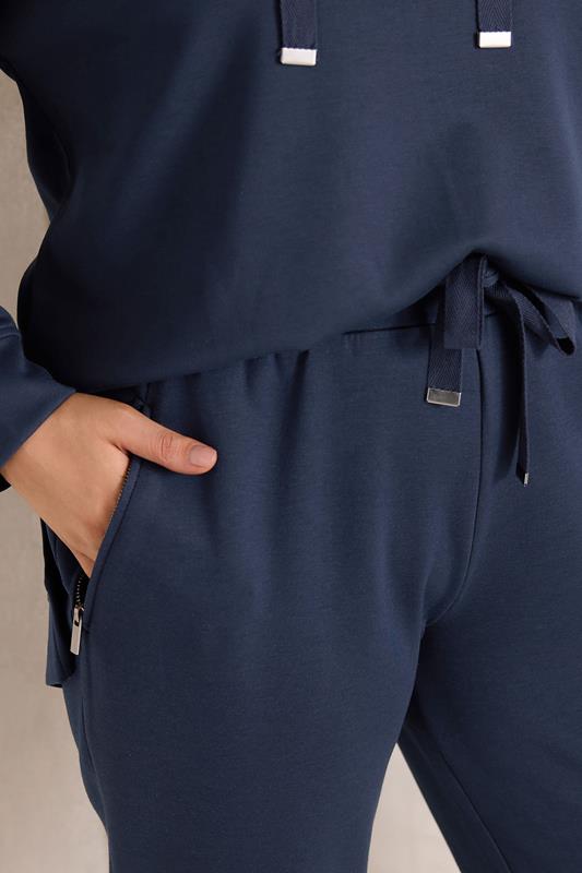EVANS Plus Size Set Navy Blue Luxe Hoodie & Joggers | Evans 4