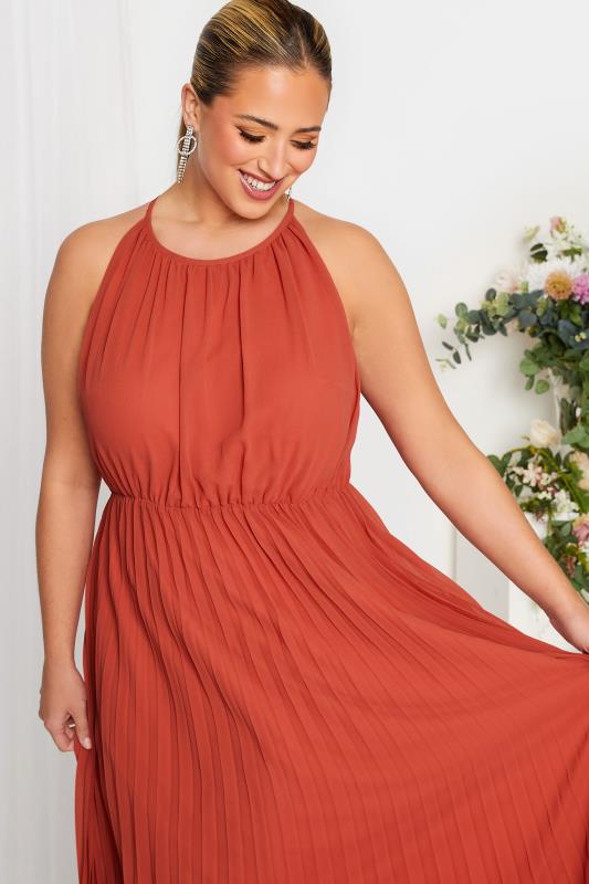 YOURS LONDON Plus Size Orange Pleated Maxi Dress | Yours Clothing 4