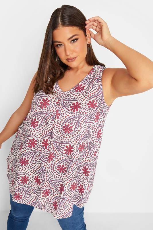 YOURS Curve Plus Size Red Floral Paisley Print Swing Top | Yours Clothing  4
