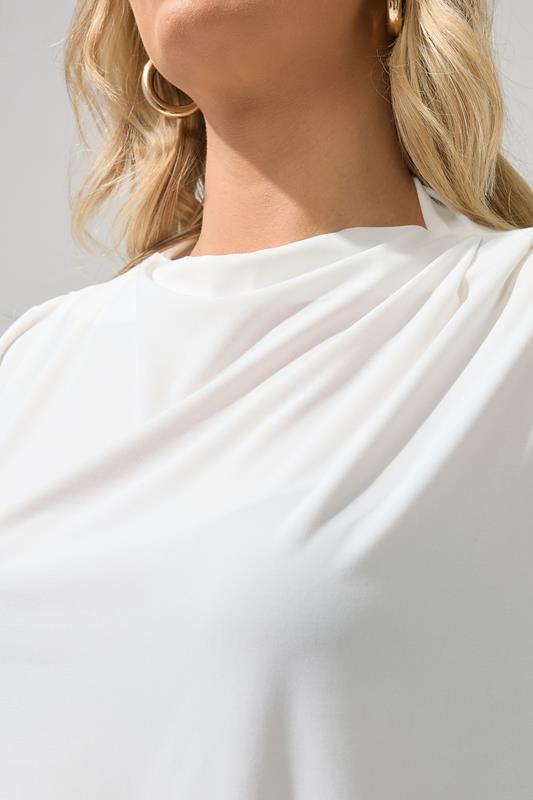 YOURS LONDON Plus Size White Pleated Shoulder Top | Yours Clothing 4