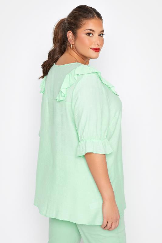LIMITED COLLECTION Curve Mint Green Frill Blouse_D.jpg