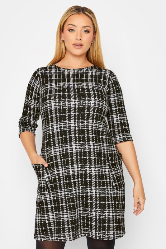 Plus Size  YOURS Curve Black Check Soft Touch Boxy Dress