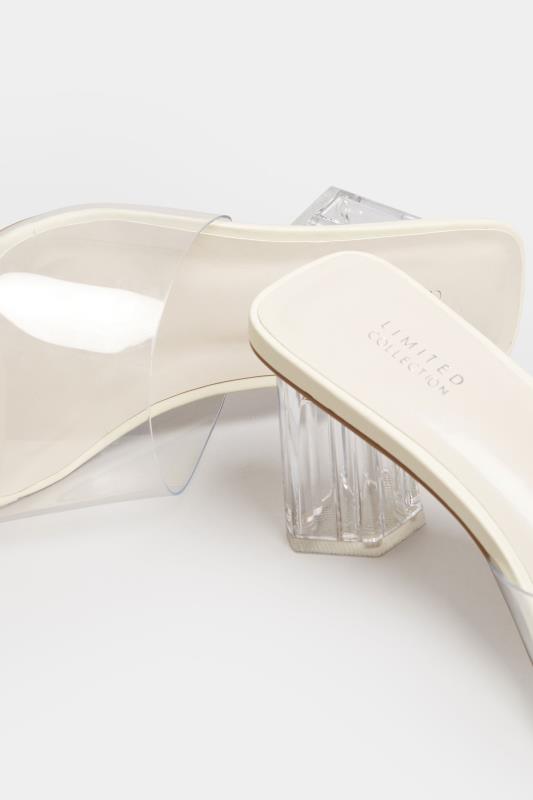 LIMITED COLLECTION White & Clear Block Heel Mules In Extra Wide EEE Fit | Yours Clothing 4