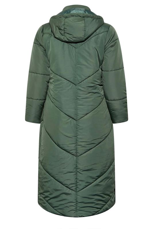 Plus Size Sage Green Padded Maxi Coat | Yours Clothing 7