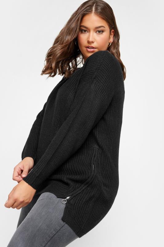 YOURS Plus Size Black Side Zip Knitted Jumper | Yours Clothing 4