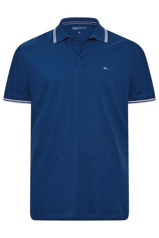 BadRhino Blue Essential Tipped Polo Shirt | BadRhino 3