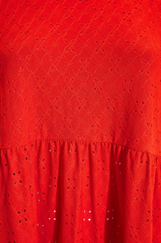 LIMITED COLLECTION Curve Red Broderie Anglaise Tiered Smock Top 5