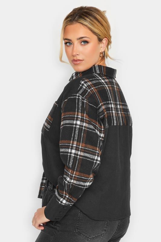LIMITED COLLECTION Plus Size Brown & Black Contrast Check Cropped Shacket | Yours Clothing 5