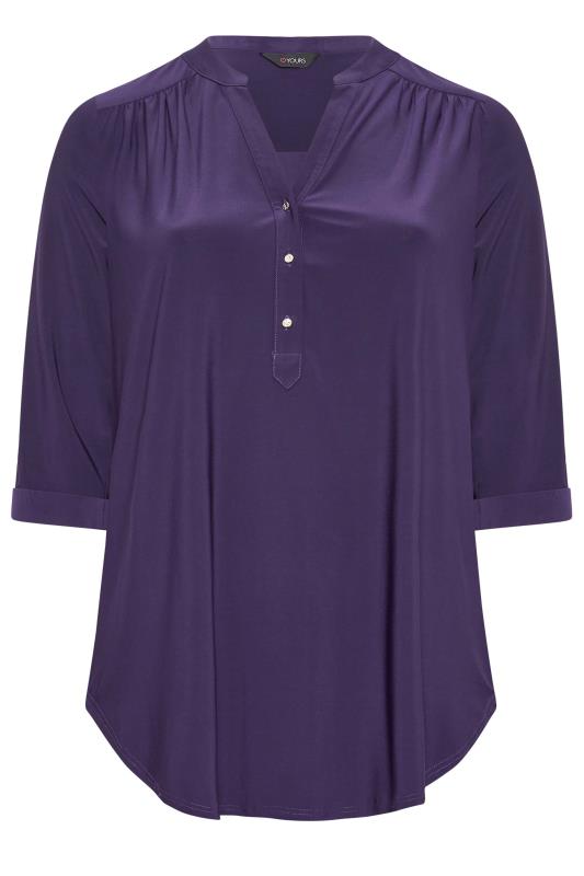 YOURS Curve Plus Size Purple Half Placket Shirt | Yours Clothing  6