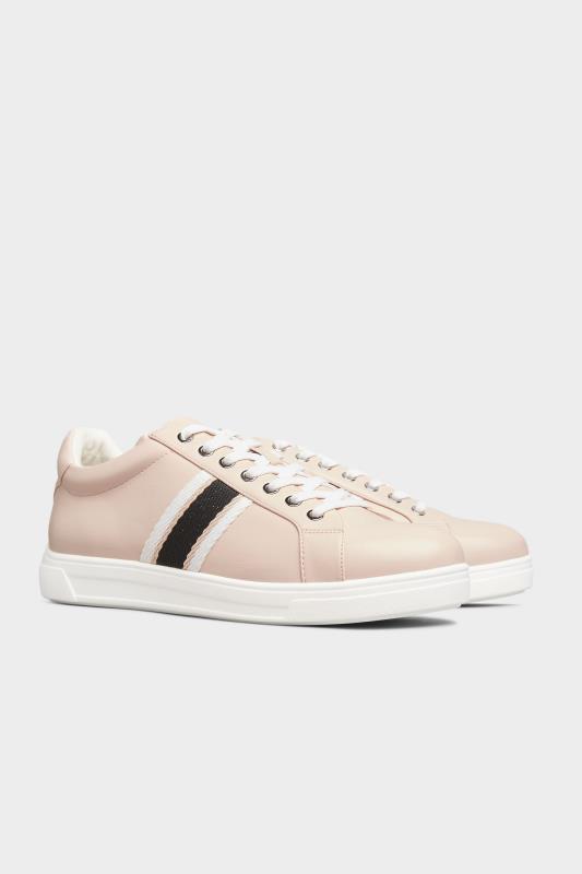Pink Vegan Faux Leather Stripe Trainers In Extra Wide Fit_B.jpg