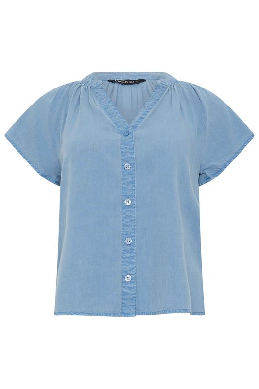 M&Co Petite Light Blue Button Front Blouse | M&Co 5
