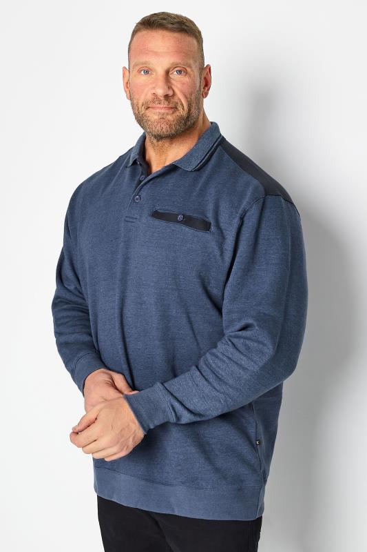 KAM Big & Tall Long Sleeve Dark Blue Polo Shirt | BadRhino 1