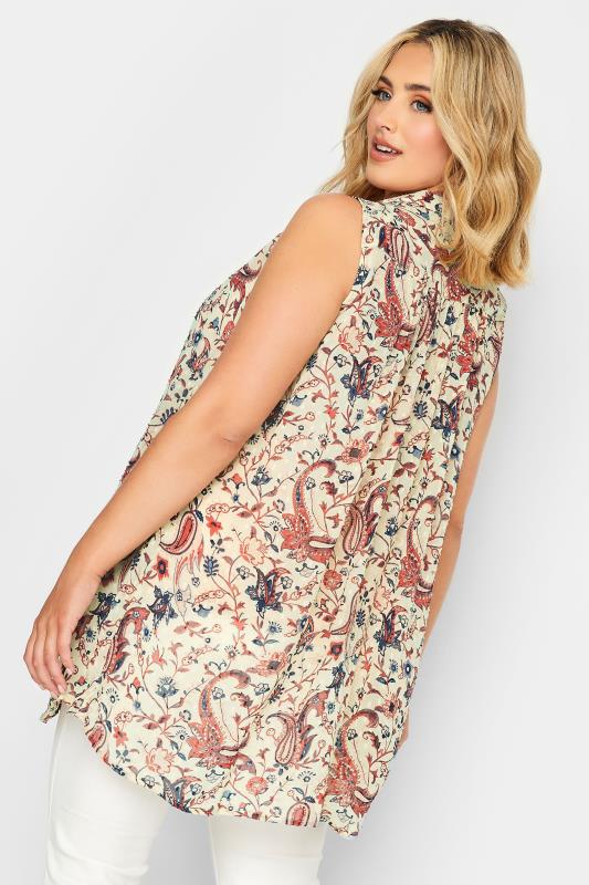 YOURS Plus Size Beige Brown Paisley Print Sleeveless Blouse | Yours Clothing 3