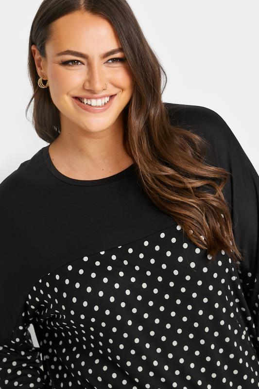 Plus Size Black Spot Print Long Sleeve Top | Yours Clothing 4