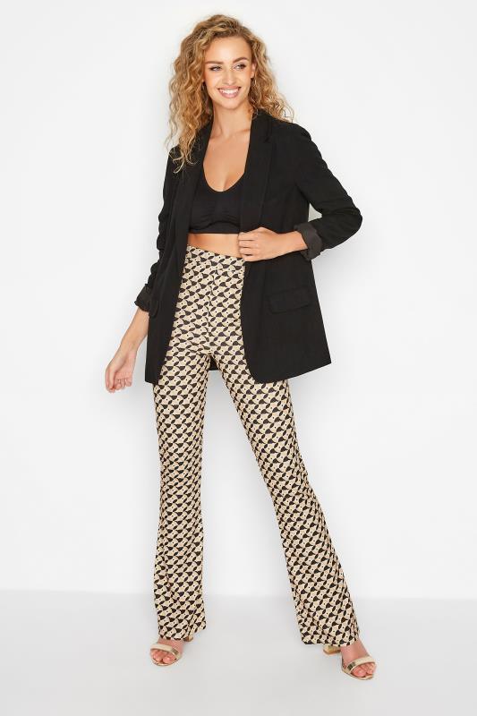 LTS Tall Women's Beige Brown Geometric Print Scuba Trousers | Long Tall Sally 2