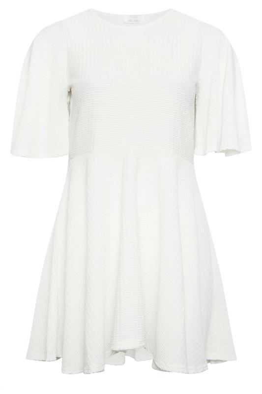 YOURS LONDON Plus Size White Angel Sleeve Jacquard Top | Yours Clothing 5