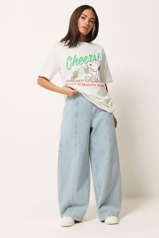 PixieGirl Petite Women's White Snoopy Matcha Graphic Cotton T-Shirt | PixieGirl 4