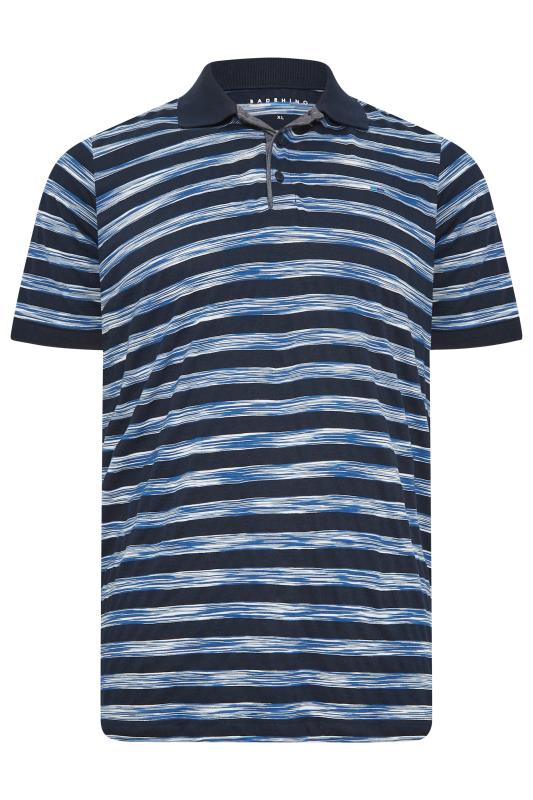 BadRhino Big & Tall Navy Blue Stripe Print Polo Shirt | BadRhino 4