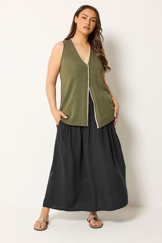 YOURS Plus Size Black Maxi Skirt | Yours Clothing 1