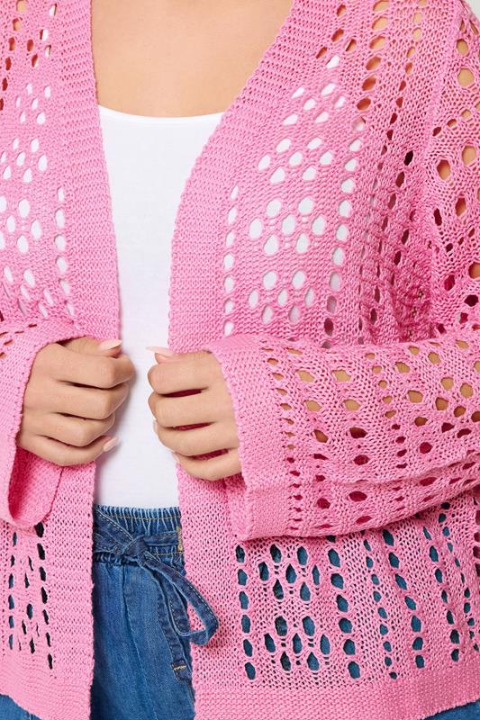 YOURS Plus Size Pink Chunky Knit Cardigan | Yours Clothing 4